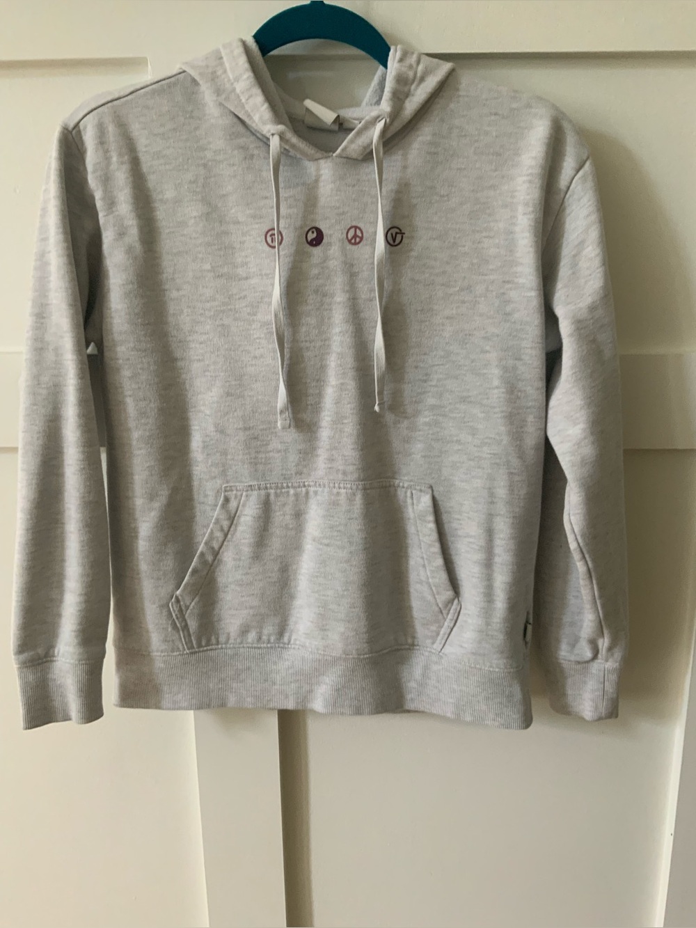 Vans Light Gray Crewneck Hoodie with Subtle Chest Icons